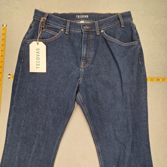 Tecovas Rugged Relaxed Jeans Mens 33x34 Dark Wash Blue Straight Zip Fly Denim - Picture 11 of 16